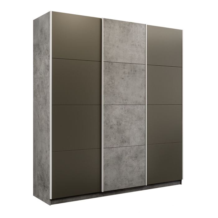 Шкафы-купе 3-х дверные, Шкаф-купе Прайм Широкий 3-х дверный Стекла хаки/ДСП/Доводчики 240х57х230