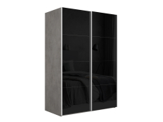Шкафы-купе 2-х дверные, Шкаф-купе Эста Стекло черно+Стекло черное 180х66х240