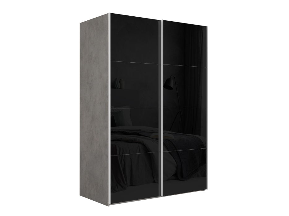 Шкафы-купе 2-х дверные, Шкаф-купе Эста Стекло черно+Стекло черное 180х66х240