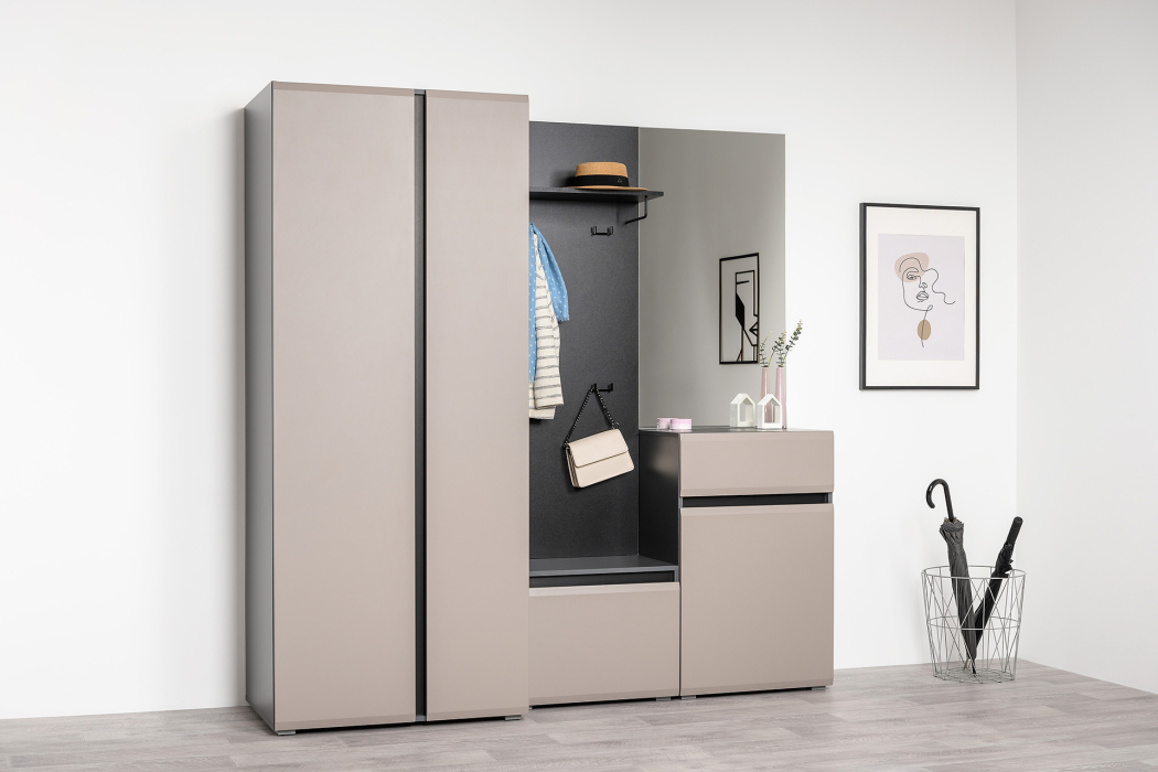 Для одежды, Шкаф двустворчатый Сидней 16.367.02, антрацит, веллюто капучино