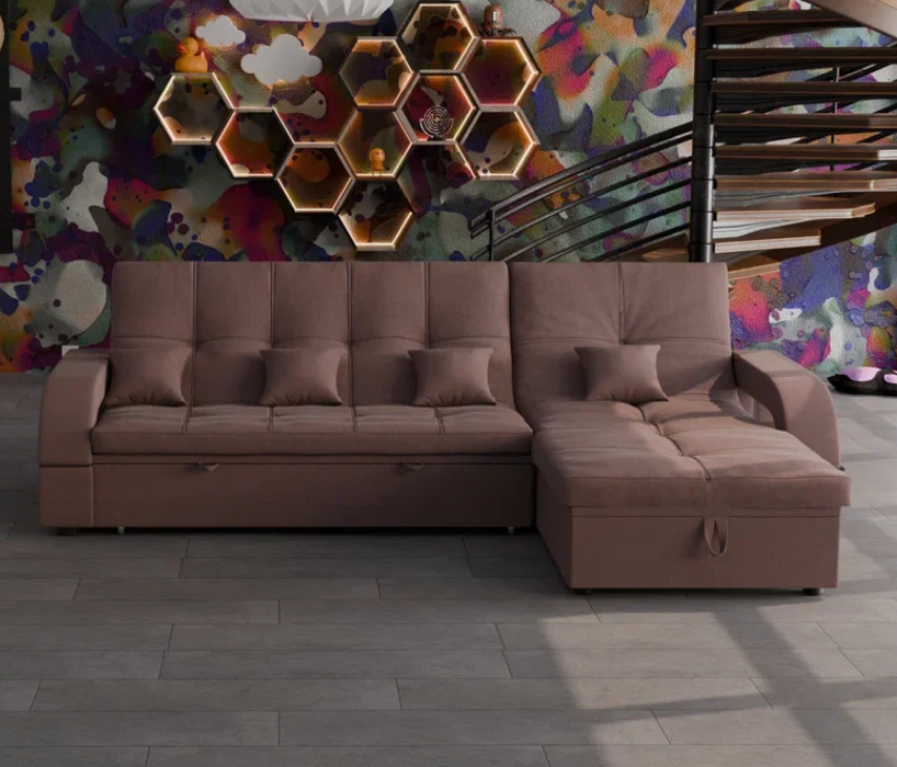 Диваны с ящиком для белья, Модульный диван Майами-2,микровелюр,антивандальная и водостойкая ткань,венеция