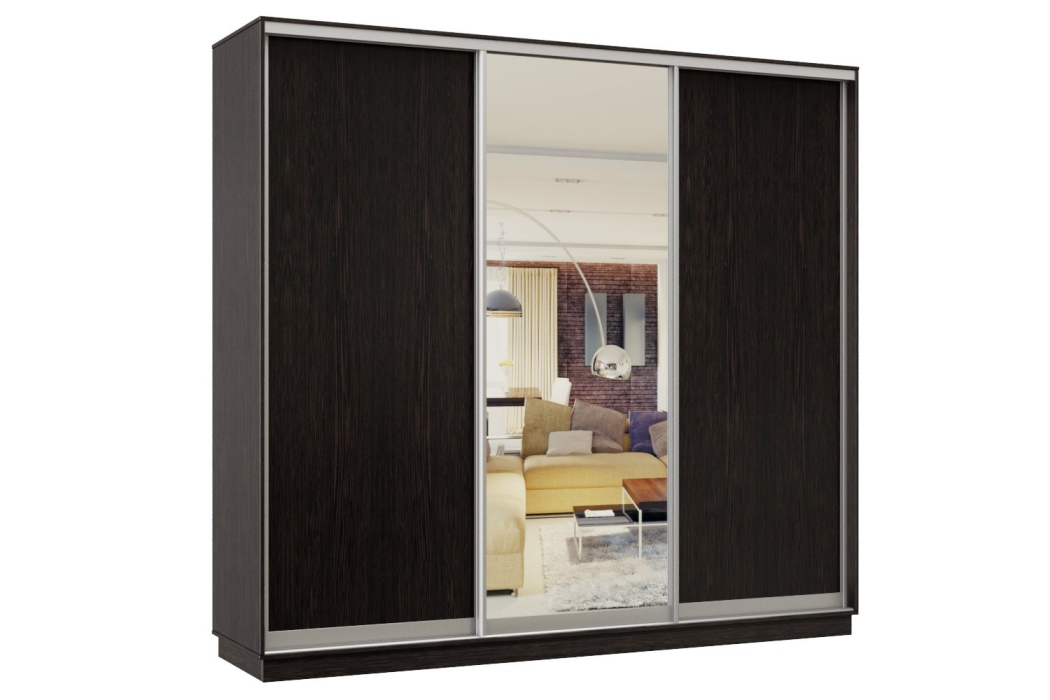 Шкафы-купе 3-х дверные, Шкаф-купе Премьер Лайт 53 (02;01;02) трехдверный