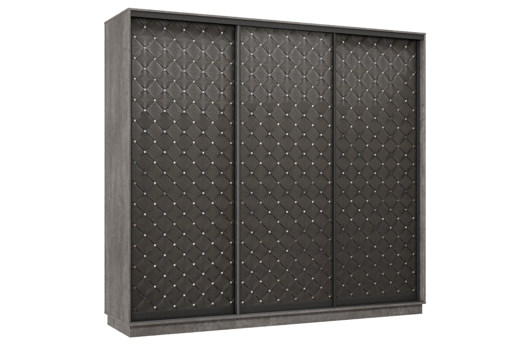 Шкафы-купе 3-х дверные, Шкаф-купе Премьер 35 (01РЧ;01РЧ;01РЧ) фасады ромб чёрный/трёхдверный/Профиль чёрный муар