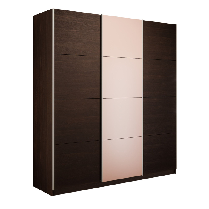 Шкафы-купе 3-х дверные, Шкаф-купе Прайм 3-х дверный Стекла пудра/ДСП/Доводчики 180х57х230