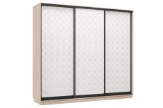 Шкафы-купе 3-х дверные, Шкаф-купе Премьер 59 (01РБ;01РБ;01РБ) фасады ромб белый/трёхдверный/Профиль чёрный муар