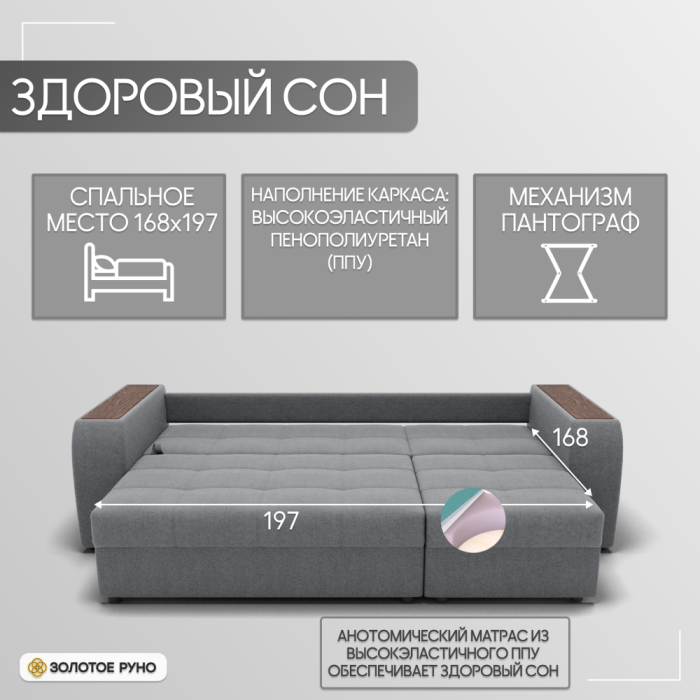 Диваны с ящиком для белья, Прямой диван Сенатор-1 ППУ, велюр