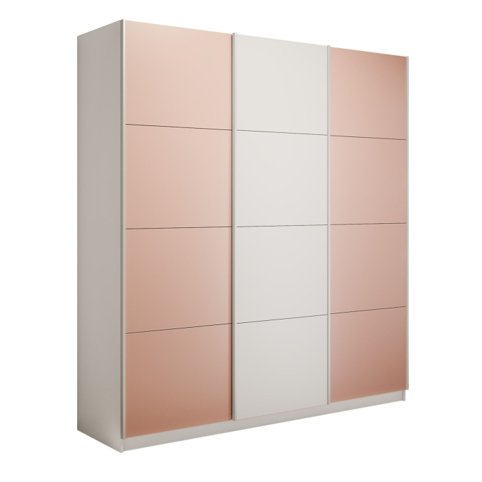 Шкафы-купе 3-х дверные, Шкаф-купе Прайм Широкий 3-х дверный Стекла пудра/ДСП/Доводчики 240х57х230