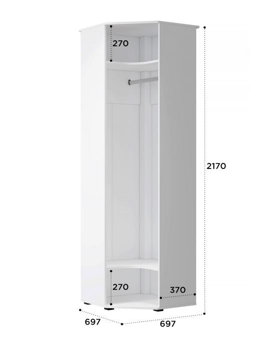 Угловые шкафы, Шкаф угловой Эмилия ЭЛ-14К глухой