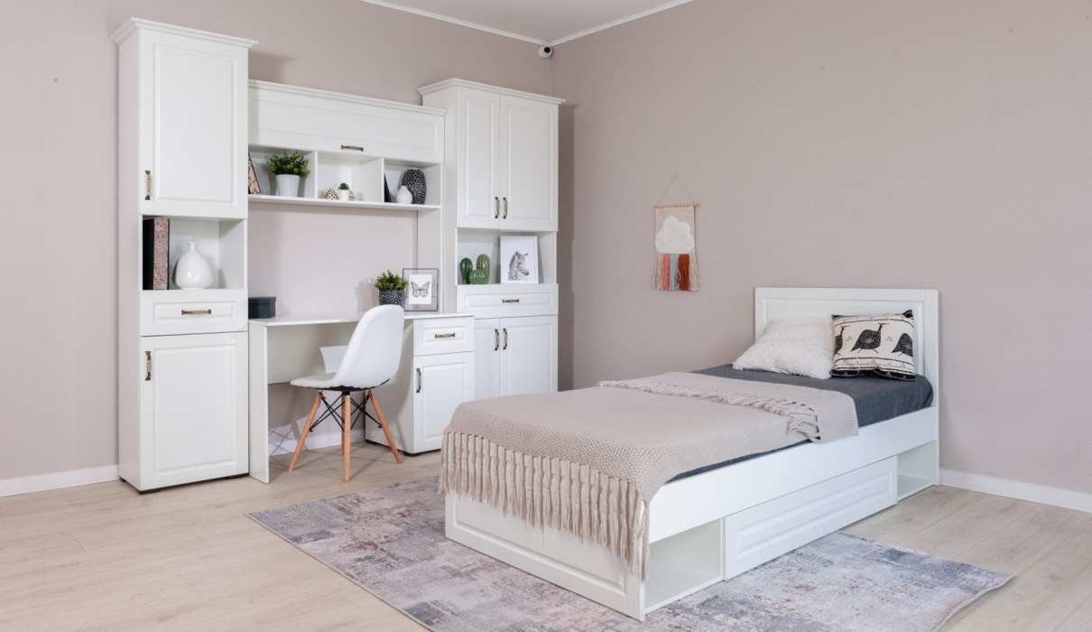 Шкафы двухстворчатые, Пенал Лацио, 4-дверный, белое дерево