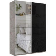 Шкафы-купе 2-х дверные, Шкаф-купе Прайм 2х дверный Зеркало/Стекло черное 160х57х230