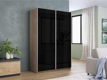 Шкаф-купе Прайм 2-х дверный Стекла черные/Доводчики 140х57х230