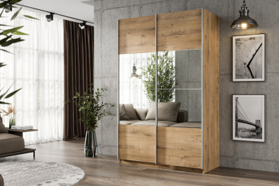 Шкаф-купе Smart 1224 2х дверный (фасады ЛДСП/зеркало) профиль серебро