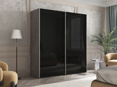 Шкафы-купе 2-х дверные, Шкаф Эста дуо Стекло черное 2400 х 2000 х 660