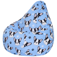 Кресло для отдыха, Кресло Мешок Груша, Велюр,Французский бульдог XL 125х85