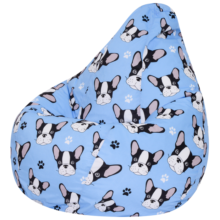 Кресло для отдыха, Кресло Мешок Груша, Велюр,Французский бульдог XL 125х85