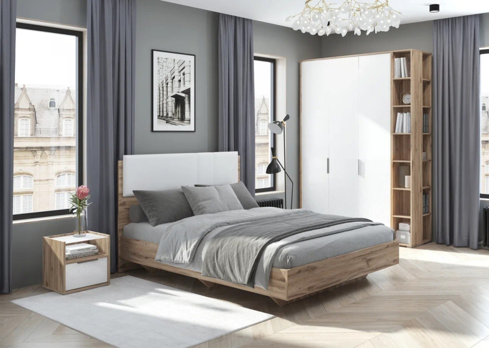 Прикроватные тумбы, Тумба прикроватная Николь мод. 2, дуб альпийский