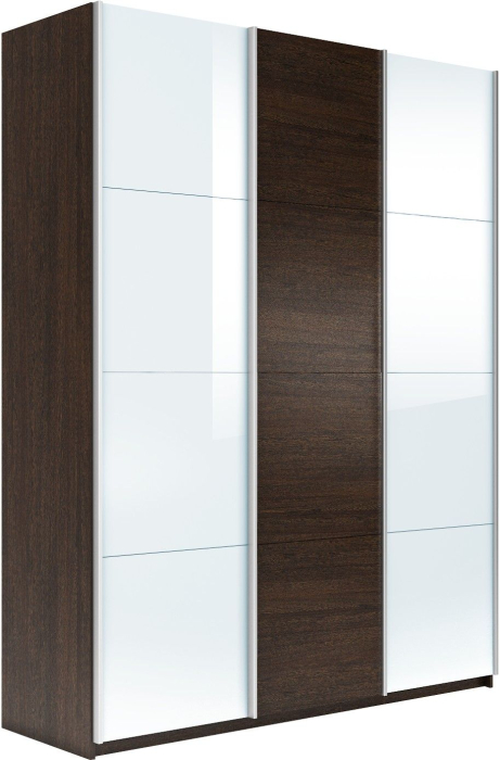 Шкафы-купе 3-х дверные, Шкаф-купе Прайм 3-х дверный Стекла белые/ДСП/Доводчики 180х57х230