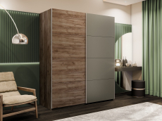 Шкафы-купе 2-х дверные, Шкаф-купе Эста 2-х дверный ДСП/Стекла хаки/Доводчик 160х66х240