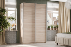 Шкафы-купе 2-х дверные, Шкаф-купе Smart 1424 2х дверный (фасады ЛДСП) профиль серебро