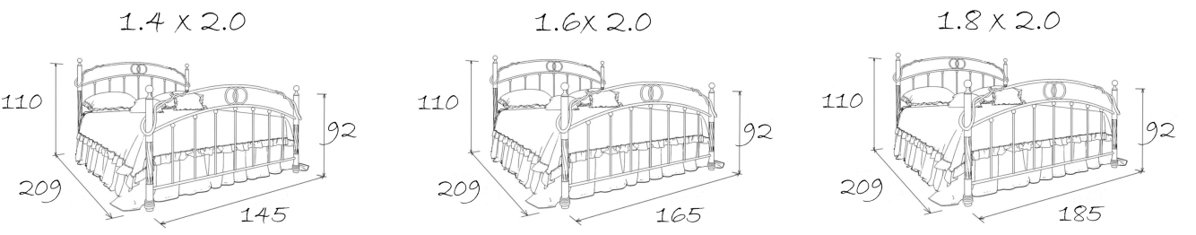 Кованая кровать Верона 1.4 с двумя спинками