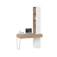 Открытые, Стол письменный со шкафом комбинированным (настольным) Порто, яблоня беллуно, белый софт