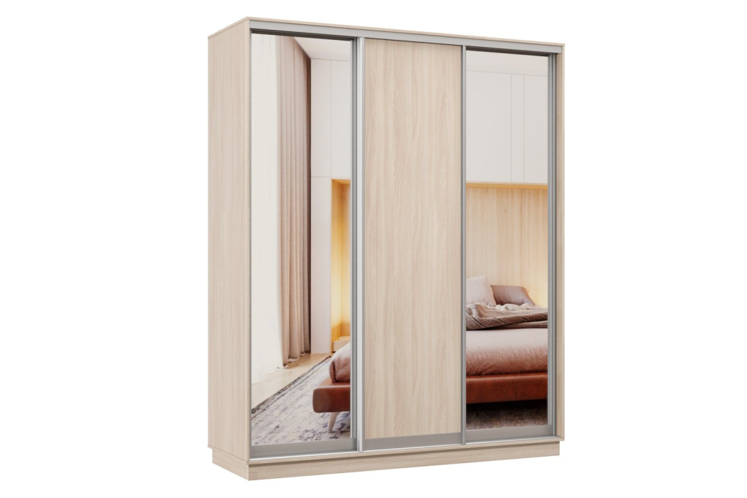 Шкафы-купе 3-х дверные, Шкаф-купе Премьер Лайт 24 (01;02;01) трехдверный