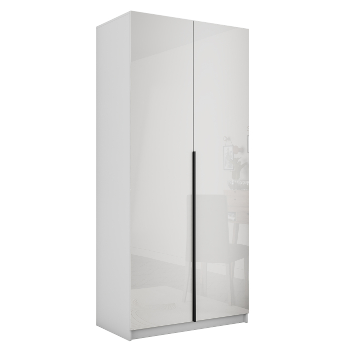 Шкафы распашные, Шкаф распашной Е1 Локер 101x52.5x220 см, с белым стеклом , полками и модулем