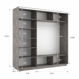 Шкаф-купе Экспресс 3-х дверный Фотопечать Квадрат Стекла 210х60х220