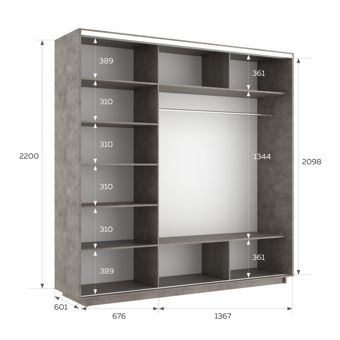 Шкафы-купе 3-х дверные, Шкаф-купе Экспресс 3-х дверный Фотопечать Квадрат Стекла 210х60х220
