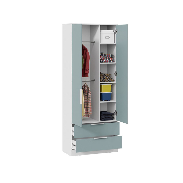 Для одежды, Шкаф для одежды Марли, белый, серо-голубой