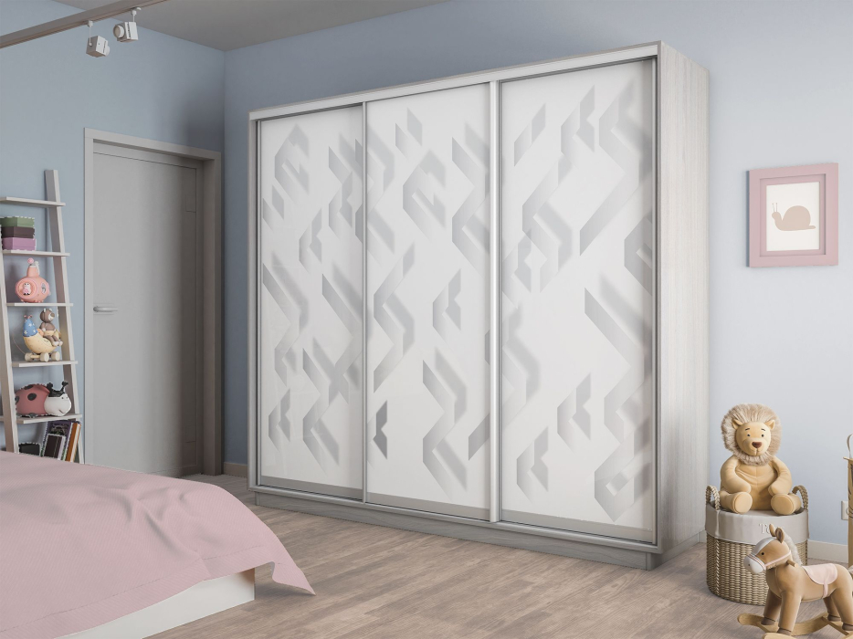 Шкафы-купе 3-х дверные, Шкаф-купе Экспресс 3-х дверный Фотопечать Ленты Стекла 180х45х240