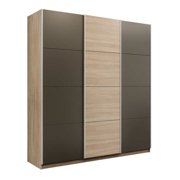 Шкафы-купе 3-х дверные, Шкаф-купе Эста 3-х дверный ДСП/Стекла хаки/Доводчик 270х66х240