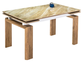 Стол стеклянный Давос (Бежевый мрамор)