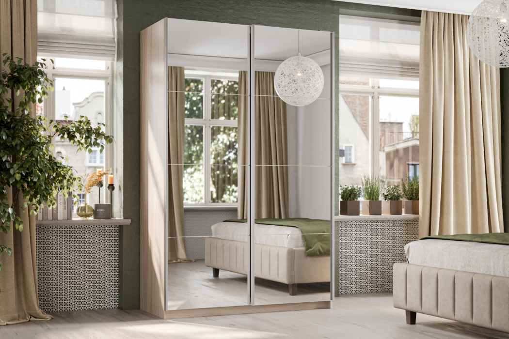 Шкафы-купе 2-х дверные, Шкаф-купе Smart 1222 2х дверный (фасады зеркало) профиль серебро