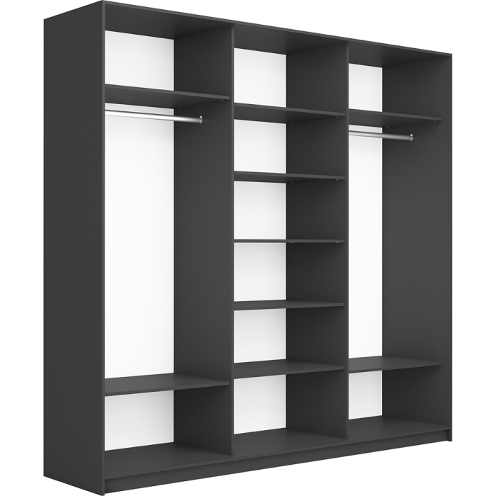 Шкафы-купе 3-х дверные, Шкаф-купе Прайм ДСП/Стекло черное, 240х57х230