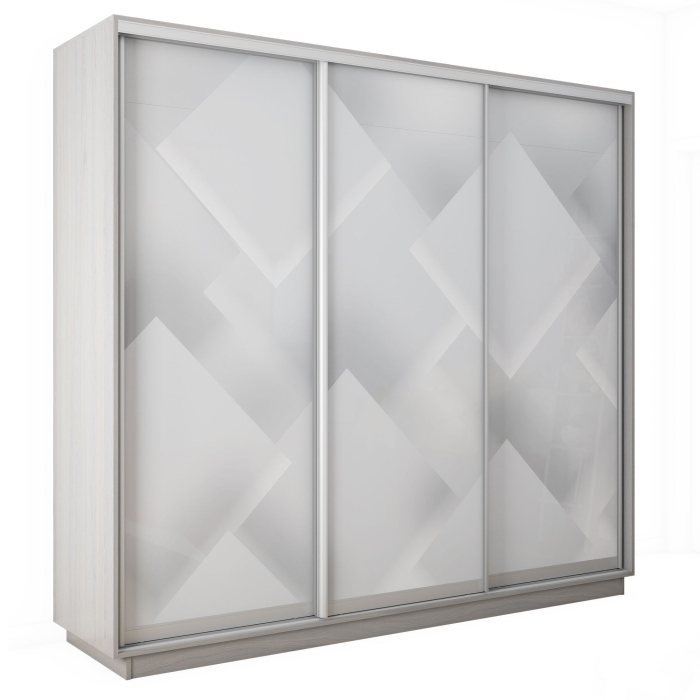Шкафы-купе 3-х дверные, Шкаф-купе Экспресс 3-х дверный Фотопечать Квадрат Стекла 240х60х220