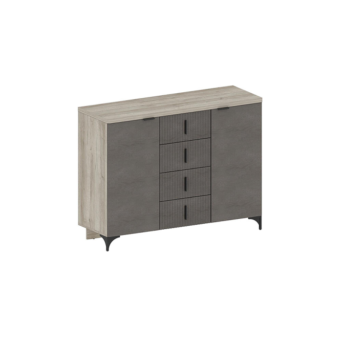 Комоды, Комод Шер КМ-2303, дуб серый, айронвуд серебро