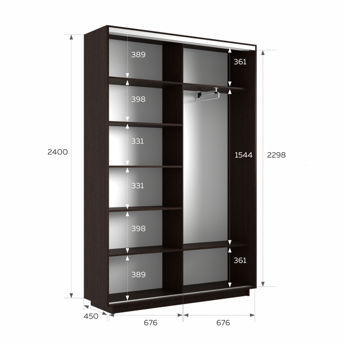 Шкафы-купе 2-х дверные, Шкаф-купе Экспресс 2-х дверный Фотопечать Калейдоскоп Стекла 140х45х240