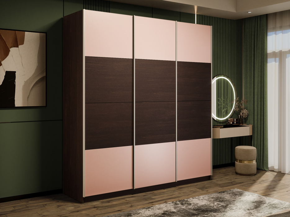 Шкафы-купе 3-х дверные, Шкаф-купе Эста 3-х дверный ДСП/Стекла пудра/Доводчик 240х66х240