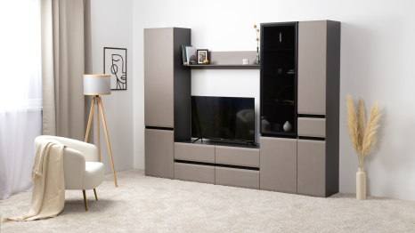 Тумба под ТВ Сидней 13.63, антрацит, веллюто капучино