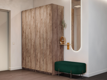 Распашной шкаф Локер 800+800 (Гармошка с системой Push to Move/Левый) с полками слева