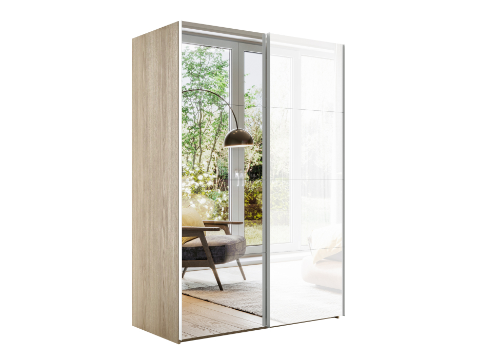 Шкафы-купе 2-х дверные, Шкаф Эста дуо Стекло белое/зеркало 2400 х 2000 х 660