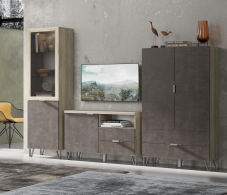 Шкафы распашные, Шкаф Анима ШК-3024, дуб серый, камень темный