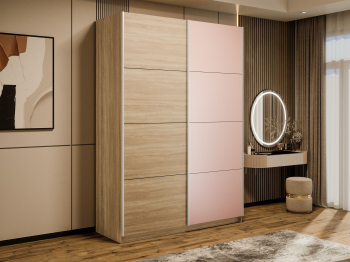 Шкаф-купе Прайм 2-х дверный ДСП/Стекло пудра/Доводчики 160х57х230