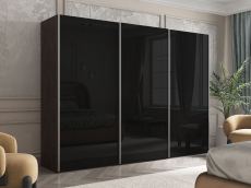 Шкафы-купе 3-х дверные, Шкаф Эста трио Стекло черное 2400 х 2700 х 660
