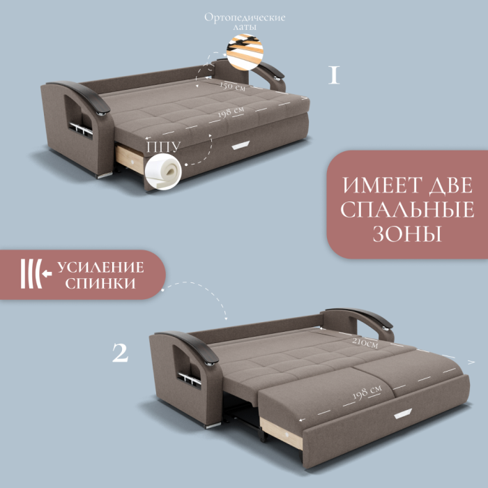 Диваны с ящиком для белья, Прямой диван Дубай-1 ППУ, велюр