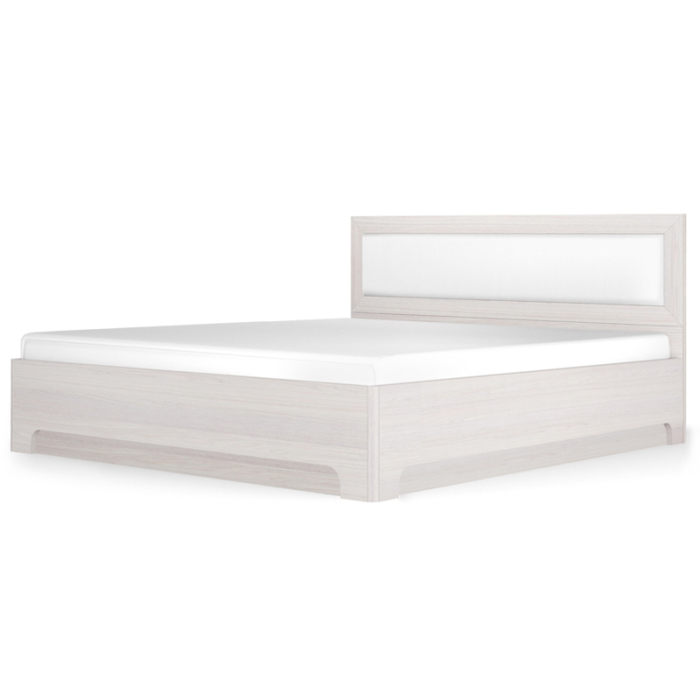 Кровати с мягким изголовьем, Кровать-1 Парма Нео, с подъемным основанием, 1400, ясень анкор светлый, экокожа polo белая