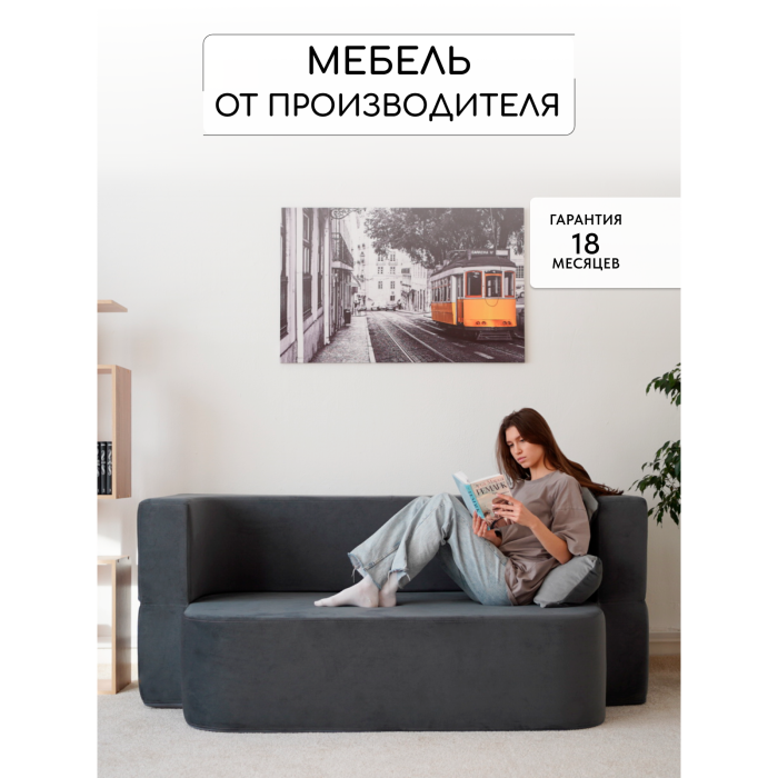 Детские диваны, Бескаркасный диван-кровать "Дадли ЛАЙТ" 1950*1050мм. велюр