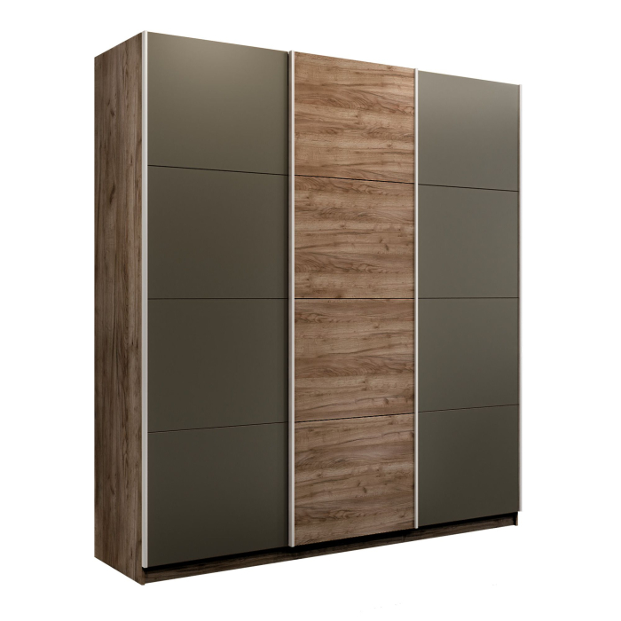 Шкафы-купе 3-х дверные, Шкаф-купе Прайм 3-х дверный Стекла хаки/ДСП/Доводчики 180х57х230