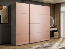 Шкафы-купе 3-х дверные, Шкаф-купе Эста 3-х дверный Стекла пудра/Доводчик 270х66х240